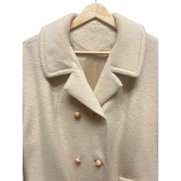 Dumas California Vintage 50's Ivory White Long Wool Overcoat - Picture 5 of 9